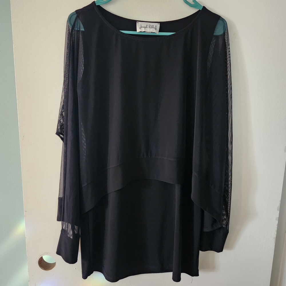 Joseph‎ Ribkoff Layered Black Sheer Mesh Top Tank Underlay Womens 10